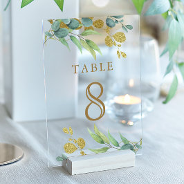 Eucalyptus Branch Wedding Acrylic Table Number アクリル招待状
