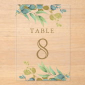 Eucalyptus Branch Wedding Acrylic Table Number アクリル招待状 (正面)