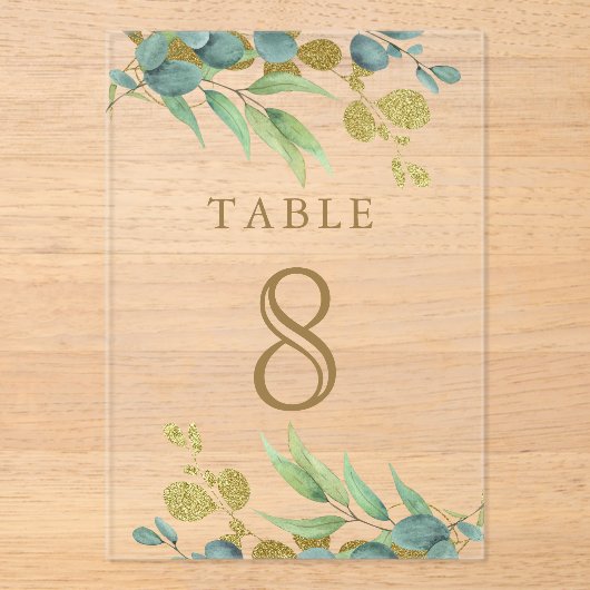 Eucalyptus Branch Wedding Acrylic Table Number アクリル招待状 (正面)