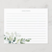 Eucalyptus Bridal Shower Recipe Cards (裏面)