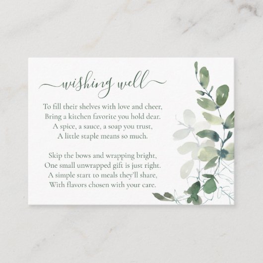 Eucalyptus Bridal Shower Wishing Well Gift エンクロージャーカード (正面)
