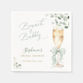 Eucalyptus Champagne Bridal Shower スタンダードカクテルナプキン (正面)