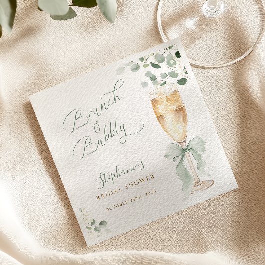 Eucalyptus Champagne Bridal Shower スタンダードカクテルナプキン