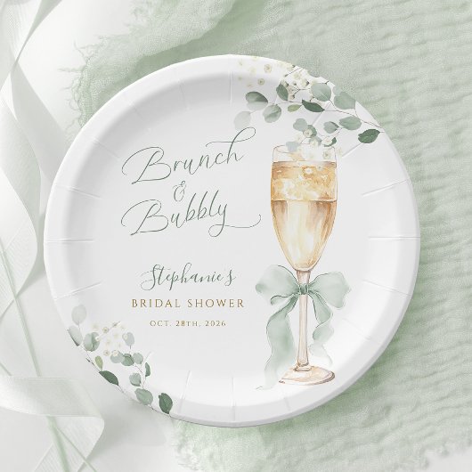 Eucalyptus Champagne Bridal Shower ペーパープレート