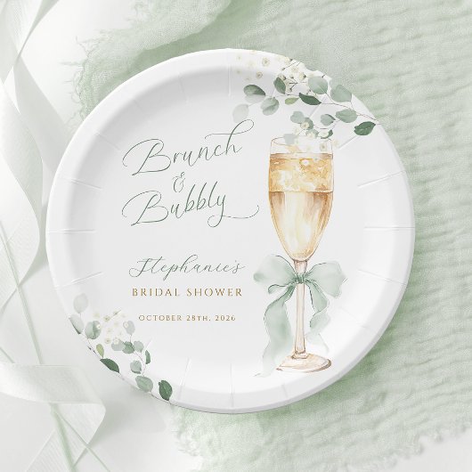 Eucalyptus Champagne Brunch & Bubbly Bridal Shower ペーパープレート