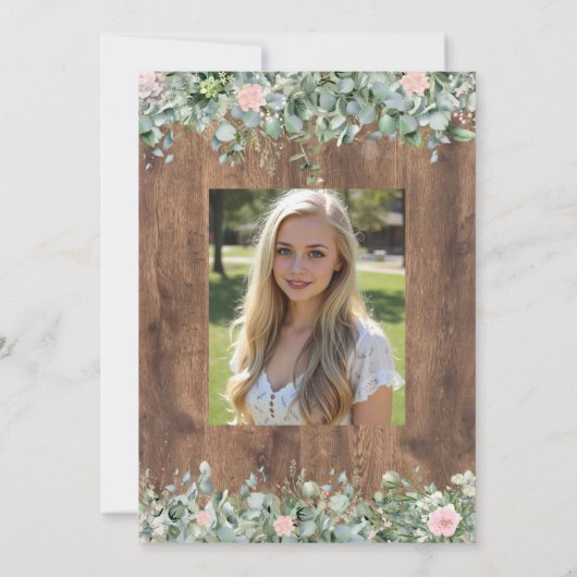 Eucalyptus Dusty Rose Graduation Invitation 招待状 (裏面)