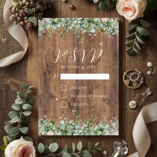 Eucalyptus Dusty Rose RSVP Card | Greenery Floral 招待状