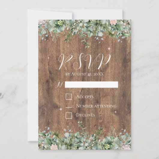 Eucalyptus Dusty Rose RSVP Card | Greenery Floral 招待状 (正面)