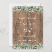 Eucalyptus Dusty Rose Save the Date | Greenery 招待状 (正面)