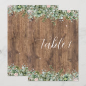 Eucalyptus Dusty Rose Table Numbers | Greenery 招待状 (正面/裏面)
