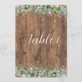 Eucalyptus Dusty Rose Table Numbers | Greenery 招待状 (正面)