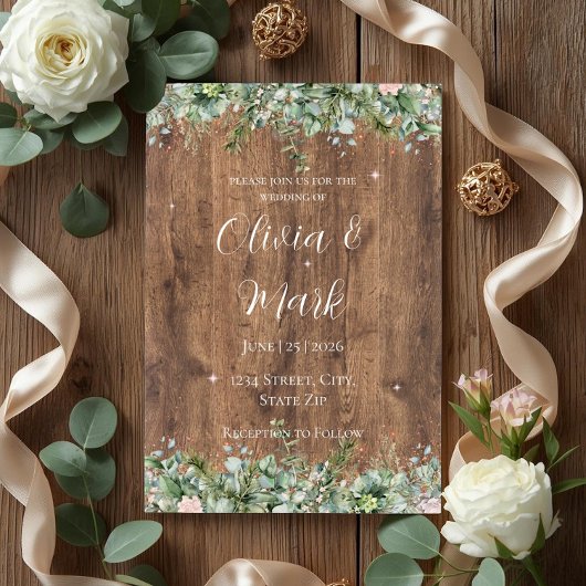 Eucalyptus Dusty Rose Wedding Invitation | Florals 招待状