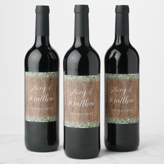 Eucalyptus Dusty Rose Wine Labels | Greenery ワインラベル (ボトル)