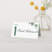 Eucalyptus Elegant Botanical Wedding Green プレイスカード (正面)