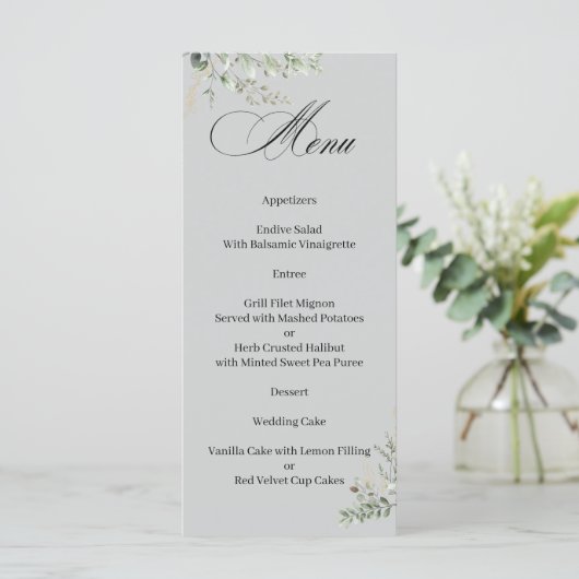 Eucalyptus Elegant Calligraphy Menu メニュー (スタンド正面)