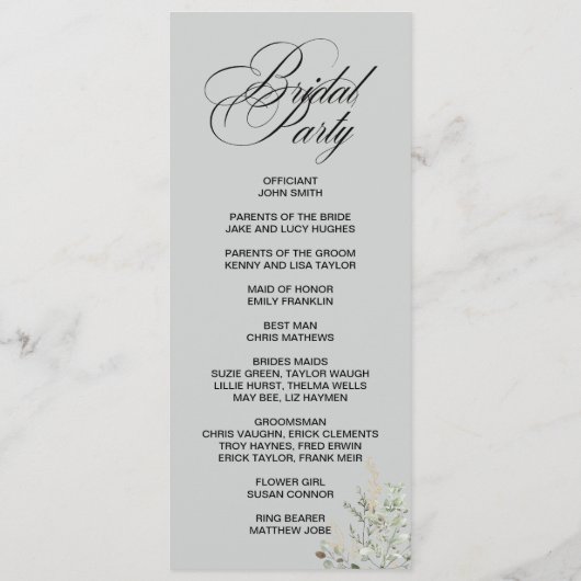 Eucalyptus Elegant double side program card  プログラム (裏面)