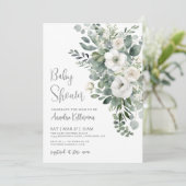Eucalyptus Elegant Floral Baby Shower 招待状 (スタンド正面)