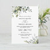 Eucalyptus Elegant Modern Budget QR Code Wedding 招待状 (スタンド正面)