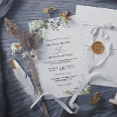 Eucalyptus Elegant Modern Budget QR Code Wedding 招待状