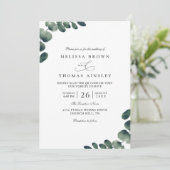 Eucalyptus Elegant Modern Rustic QR Code Wedding 招待状 (スタンド正面)