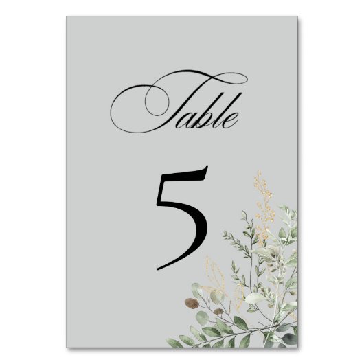 Eucalyptus Elegant Table Number Card テーブルナンバー (正面)