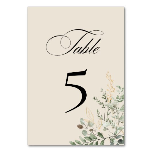 Eucalyptus Elegant Table Number Card テーブルナンバー (正面)