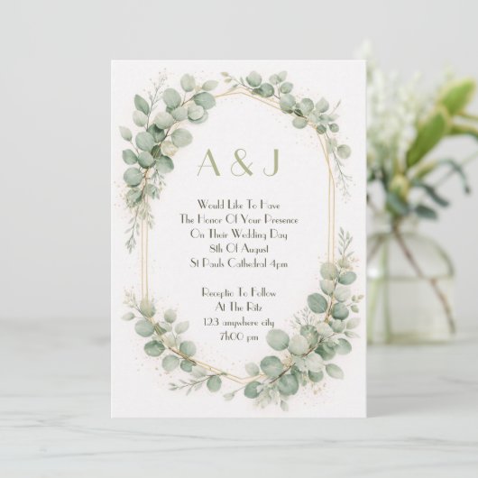 Eucalyptus elegant wedding invitation 招待状 (スタンド正面)