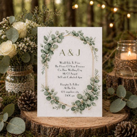 Eucalyptus elegant wedding invitation 招待状