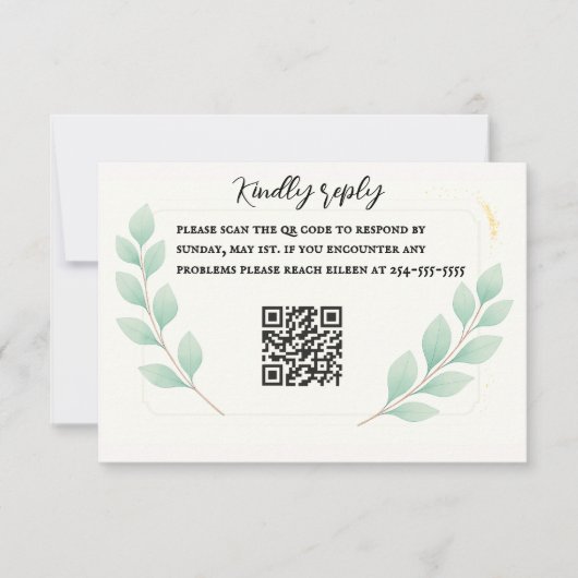 Eucalyptus Embrace QR RSVP Card サンキューカード (正面)