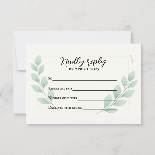 Eucalyptus Embrace Traditional RSVP Card サンキューカード (正面)