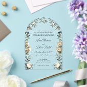 Eucalyptus Ferns White Flowers Archway Wedding  アクリル招待状 (インサイチュ (ウェディング))