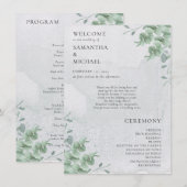 Eucalyptus floral minimal modern program wedding メニュー (正面/裏面)