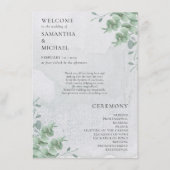 Eucalyptus floral minimal modern program wedding メニュー (正面)