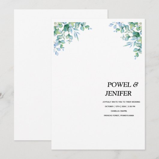 Eucalyptus generery wedding 招待状 (正面/裏面)