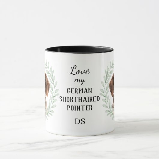 Eucalyptus German Shorthaired Pointer Monogram マグカップ (中央)