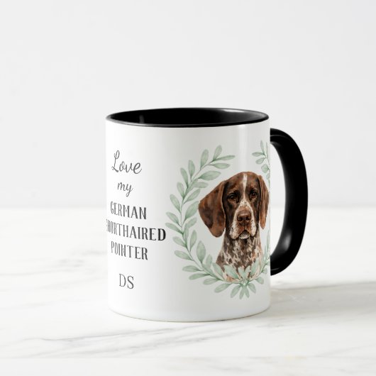 Eucalyptus German Shorthaired Pointer Monogram マグカップ (正面右)