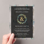 Eucalyptus Gold Ampersand Black Wedding アクリル招待状 (インサイチュ (ポータブル))