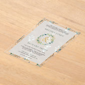 Eucalyptus Gold Ampersand Wedding アクリル招待状 (レイダウン)