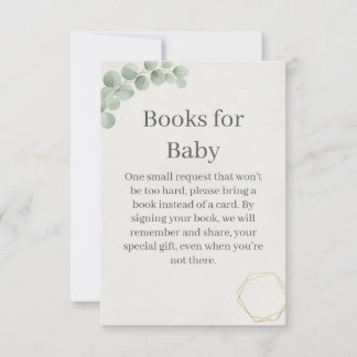 Eucalyptus Gold Books for Baby Shower Insert Card サンキューカード