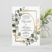 Eucalyptus Gold Botanical Wreath Wedding Invitatio 招待状 (スタンド正面)
