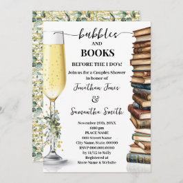 Eucalyptus Gold Bubbles & Books Couples Shower 招待状