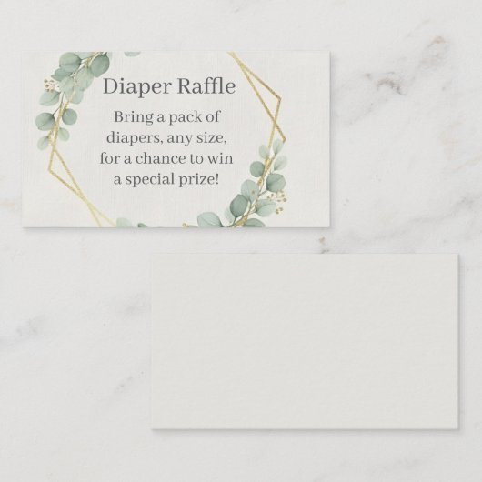 Eucalyptus Gold Diaper Raffle Insert Card | Boho エンクロージャーカード (正面/裏面)