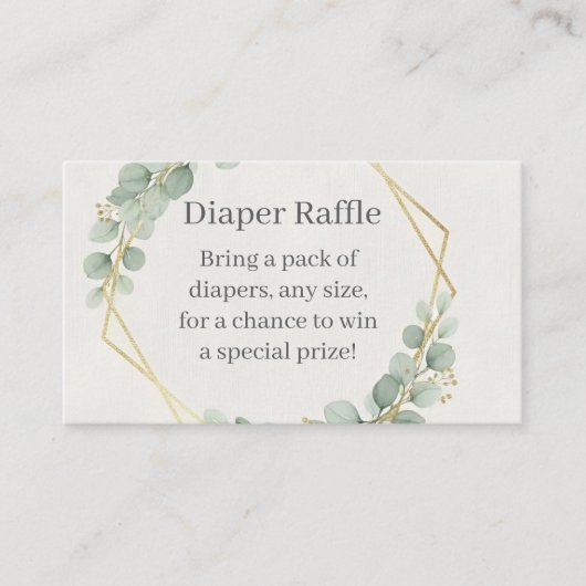 Eucalyptus Gold Diaper Raffle Insert Card | Boho エンクロージャーカード (正面)