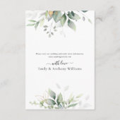 Eucalyptus Gold Floral Wedding Insert Card エンクロージャーカード (裏面)