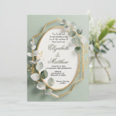 Eucalyptus Gold Geometric Frame Wedding Invite 招待状 (スタンド正面)