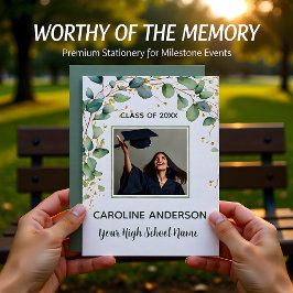 Eucalyptus Gold Grad Announcement Card 招待状