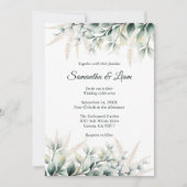 Eucalyptus Gold Greenery Wedding 招待状 (正面)
