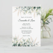Eucalyptus Gold Greenery Wedding 招待状 (スタンド正面)