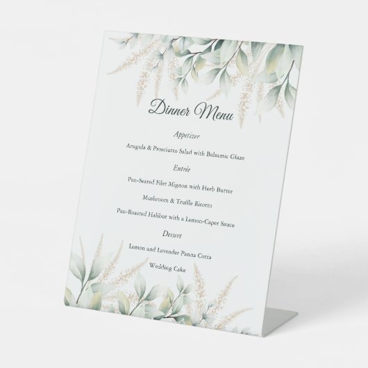 Eucalyptus Gold Greenery Wedding Reception 台座サイン (正面)
