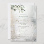 Eucalyptus Gray Gold Texture Bridal Shower         招待状 (正面)